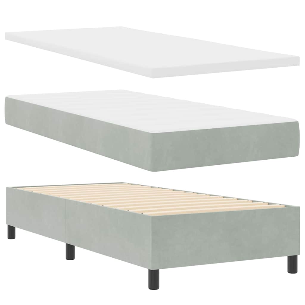 Box spring seng med hovedgærde Lysegrå 90 x 200 cm Fløjl