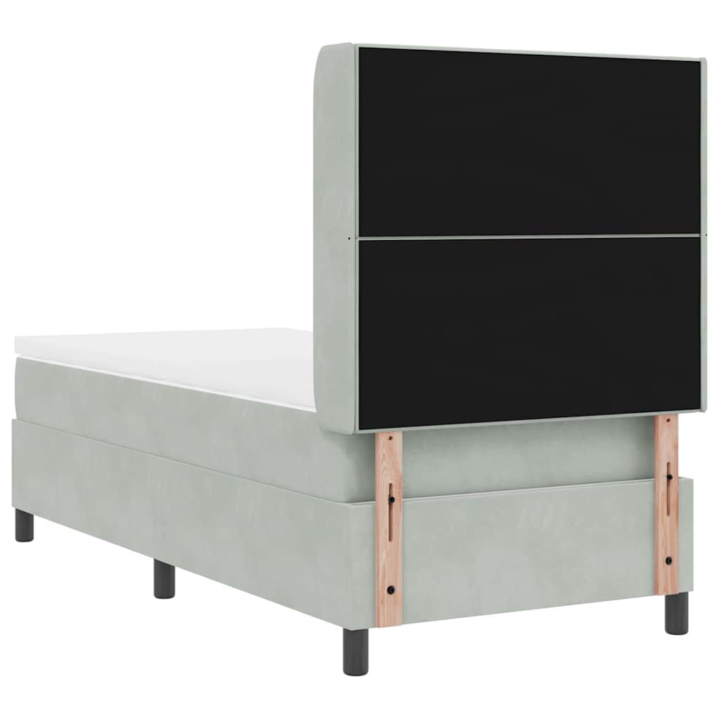 Box spring seng med hovedgærde Lysegrå 90 x 200 cm Fløjl