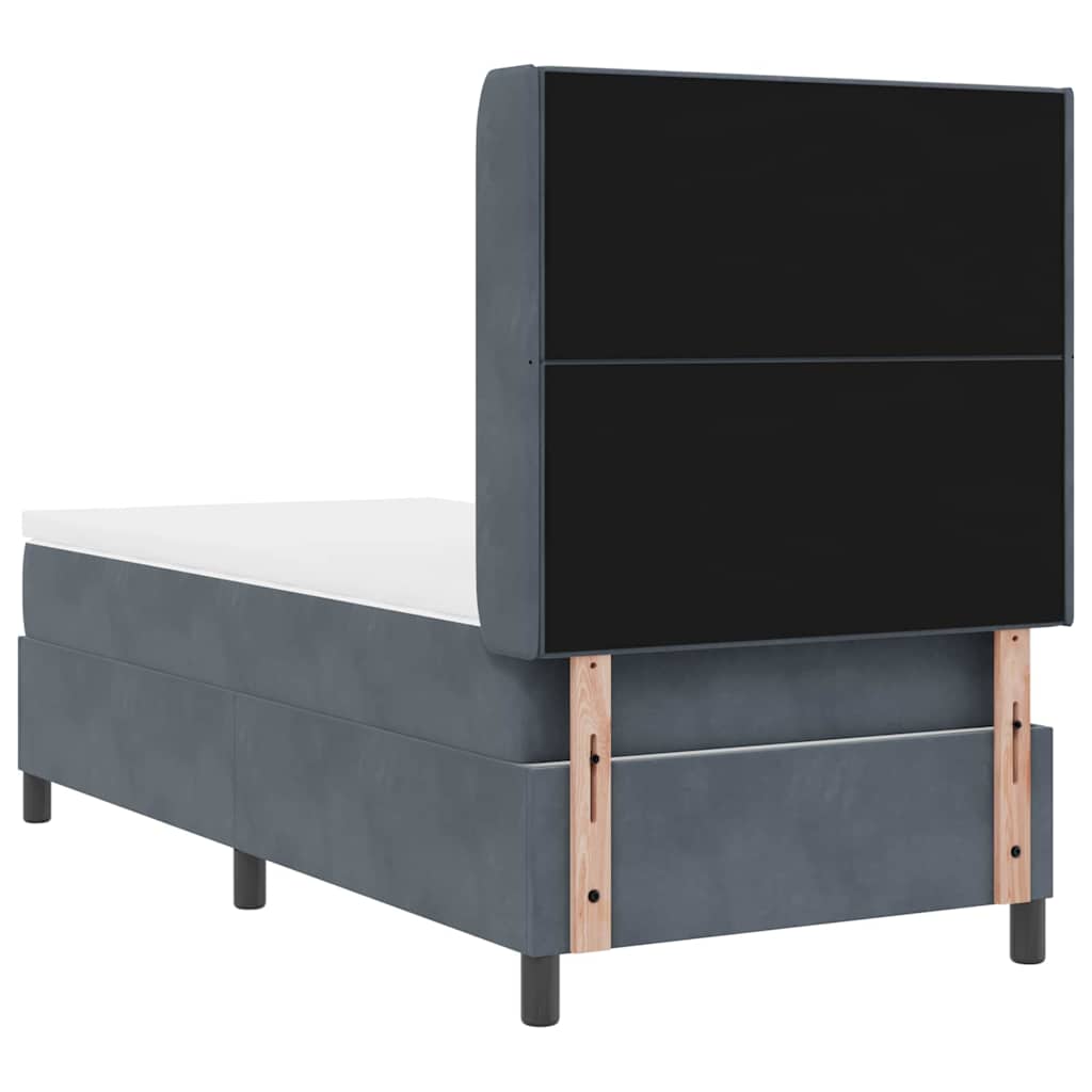 Box spring seng med hovedgærde Mørkegrå 90 x 200 cm Fløjl