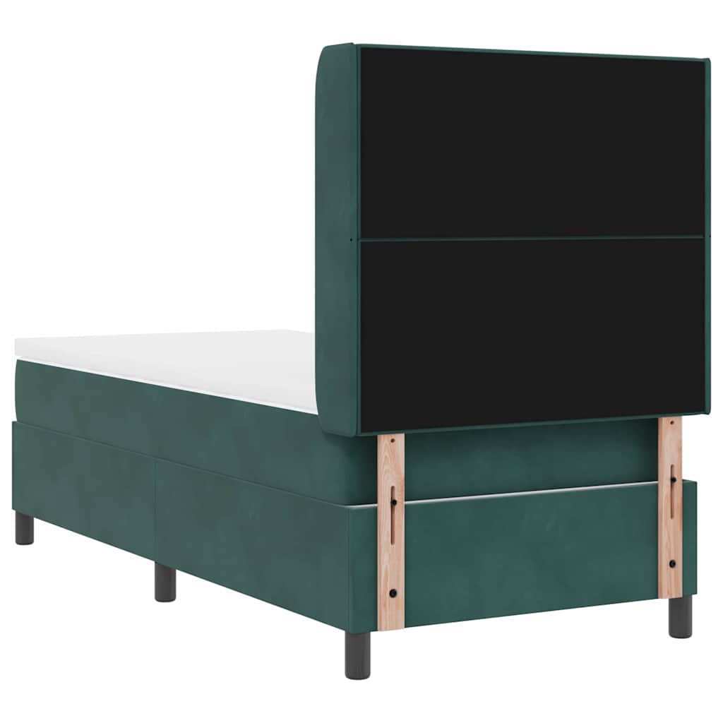 Box spring seng med hovedgærde Mørkegrøn 90 x 200 cm Fløjl