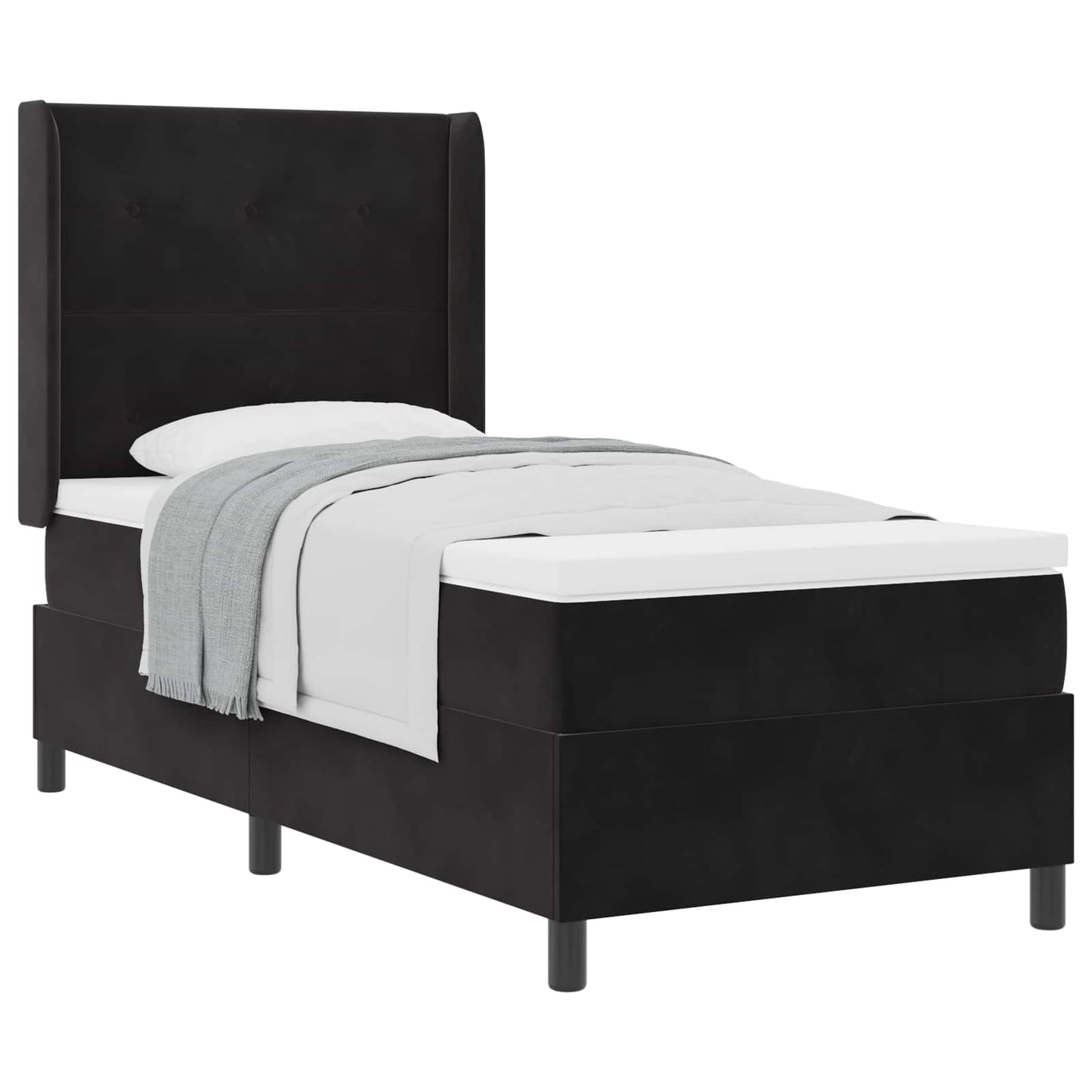 Box spring seng med hovedgærde Sort 100 x 200 cm Fløjl