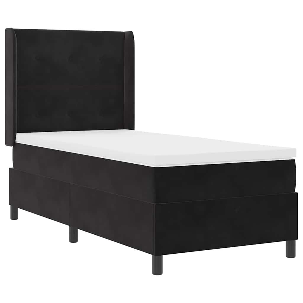 Box spring seng med hovedgærde Sort 100 x 200 cm Fløjl