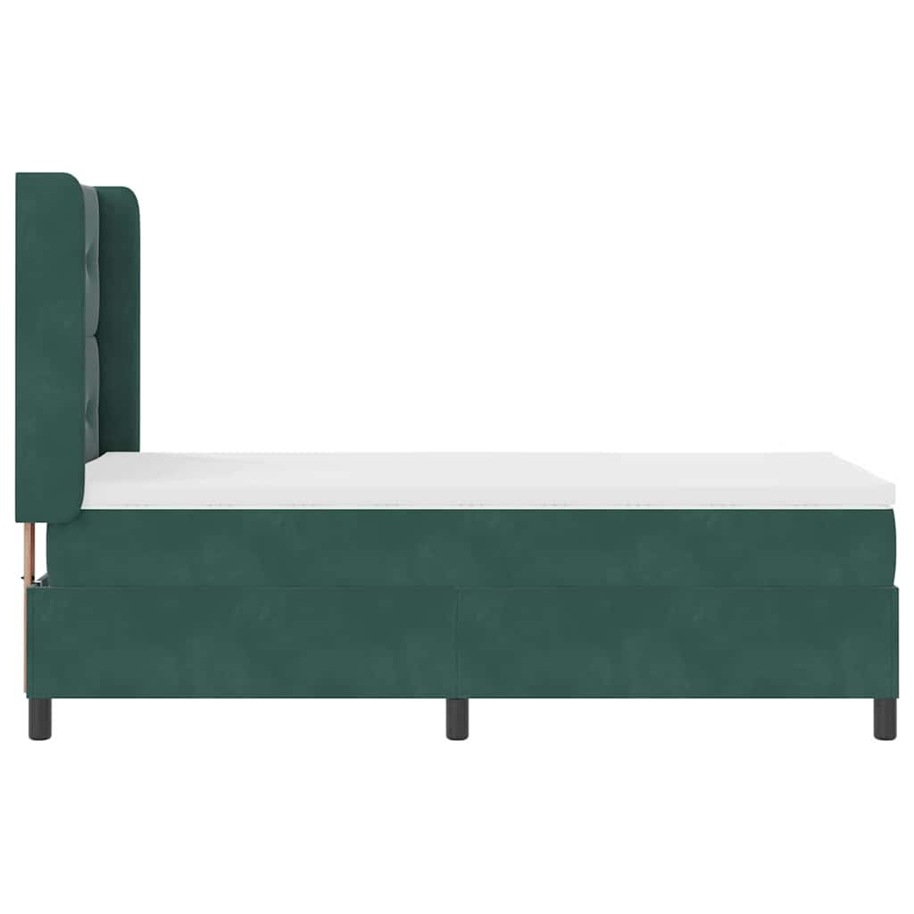 Box spring seng med hovedgærde Mørkegrøn 100 x 200 cm Fløjl