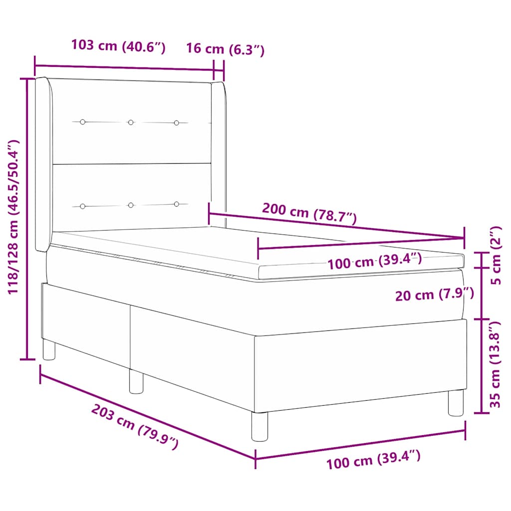 Box spring seng med hovedgærde Mørkegrøn 100 x 200 cm Fløjl