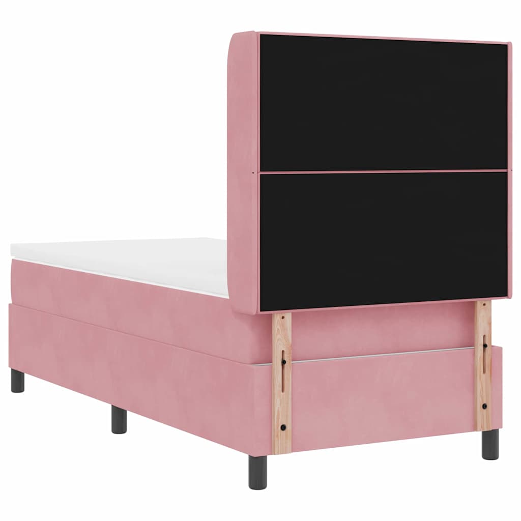 Box spring seng med hovedgærde Lyserød 100 x 200 cm Fløjl