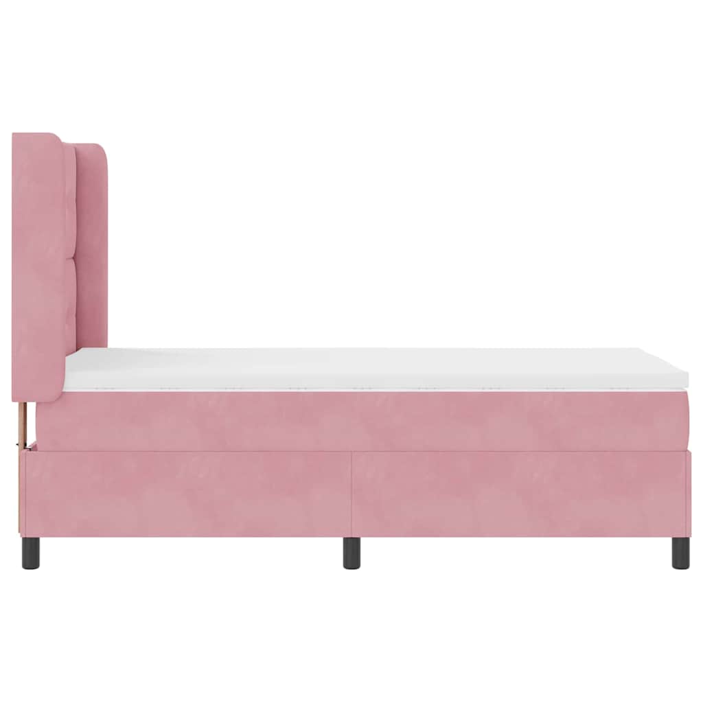Box spring seng med hovedgærde Lyserød 100 x 200 cm Fløjl