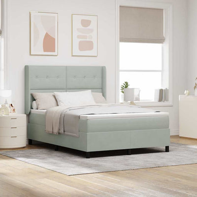 Box spring seng med hovedgærde Lysegrå 140 x 190 cm Fløjl
