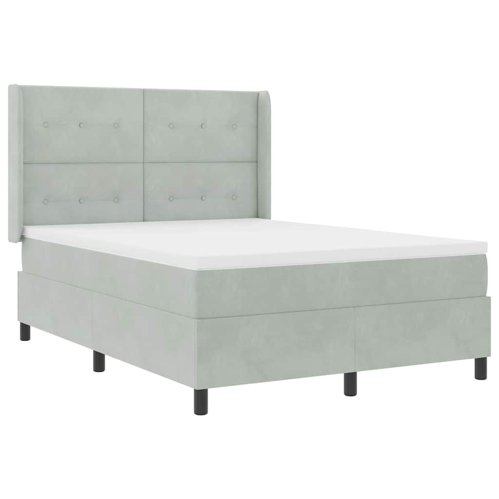 Box spring seng med hovedgærde Lysegrå 140 x 190 cm Fløjl