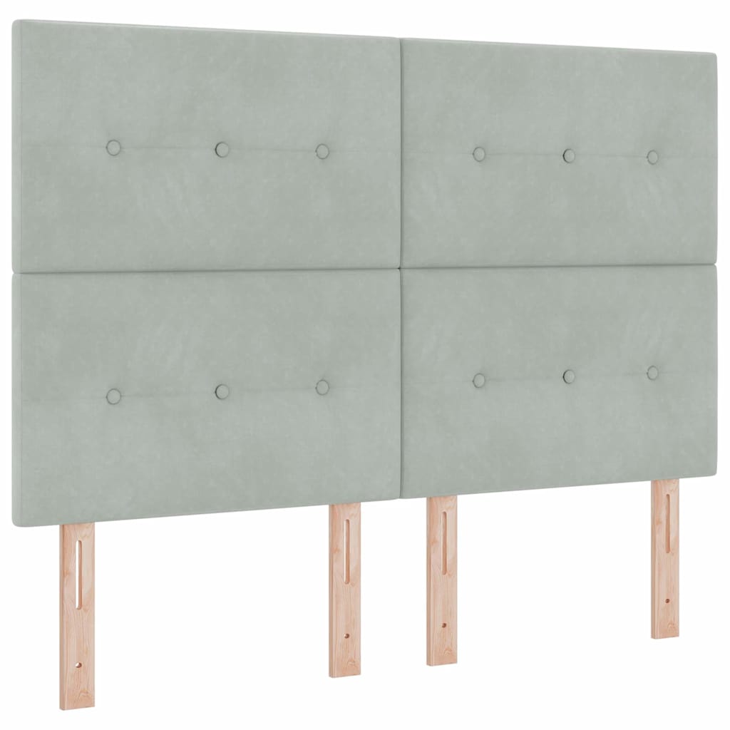 Box spring seng med hovedgærde Lysegrå 140 x 190 cm Fløjl