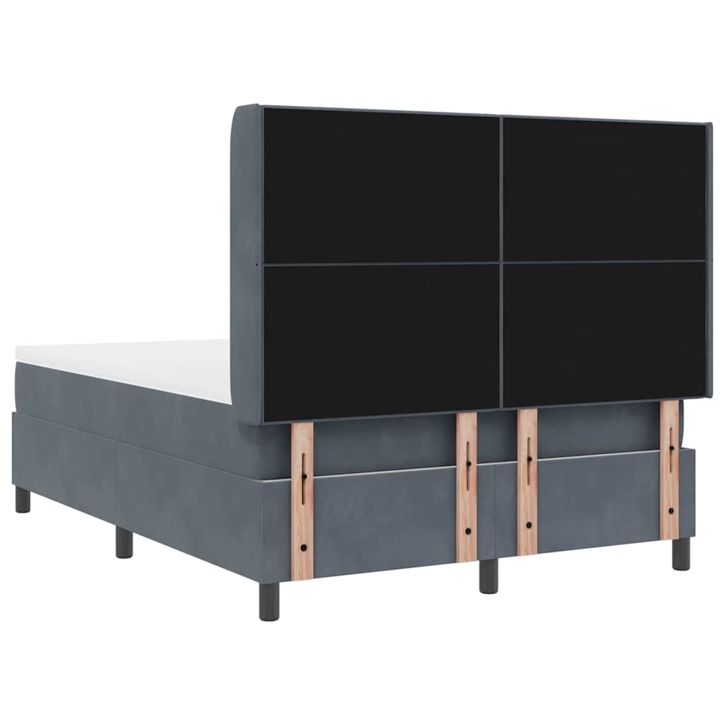 Box spring seng med hovedgærde Mørkegrå 140 x 190 cm Fløjl