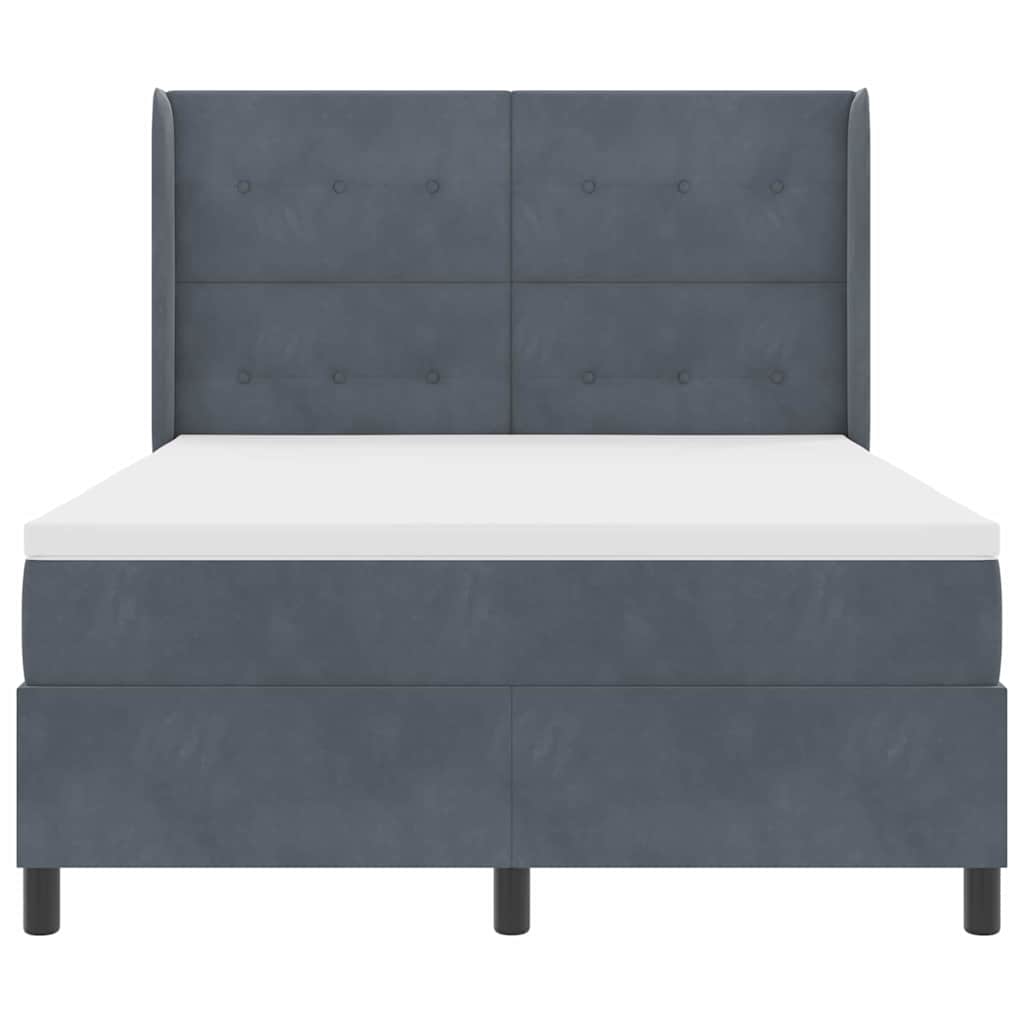 Box spring seng med hovedgærde Mørkegrå 140 x 190 cm Fløjl
