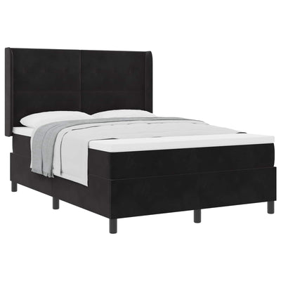 Box spring seng med hovedgærde Sort 140 x 190 cm Fløjl