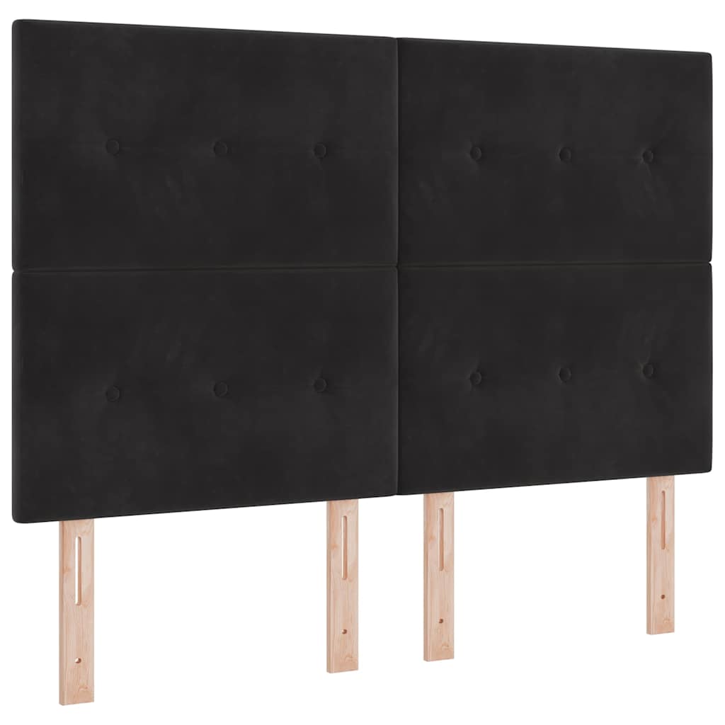Box spring seng med hovedgærde Sort 140 x 190 cm Fløjl