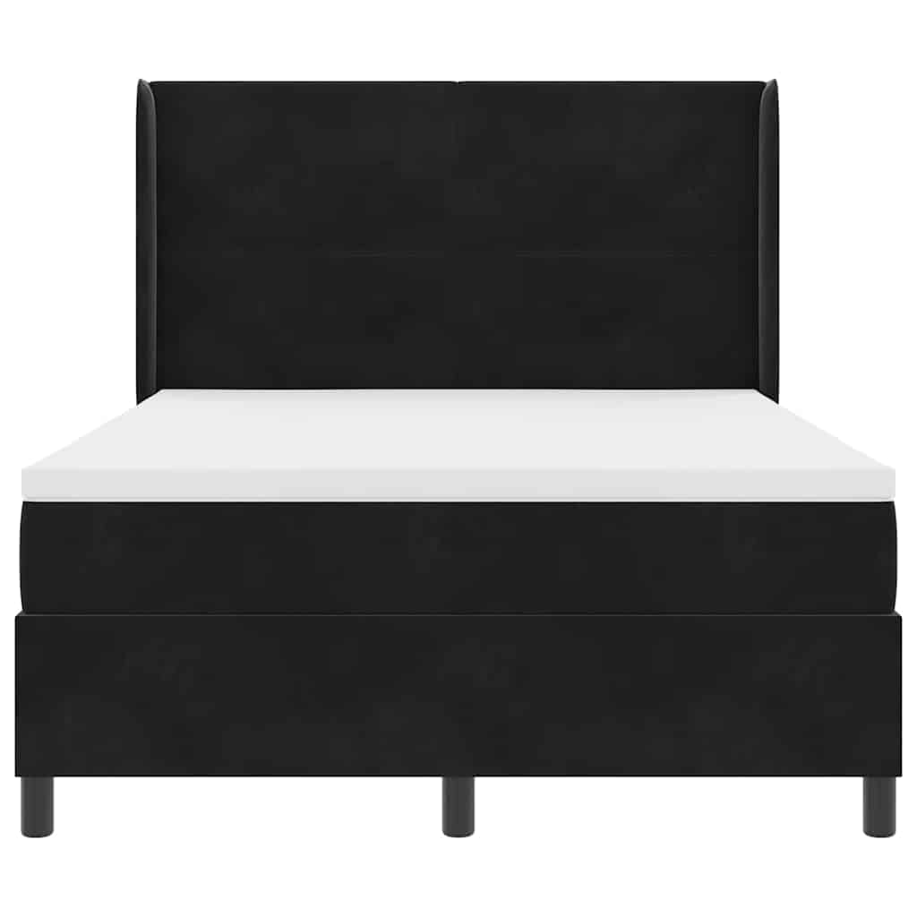 Box spring seng med hovedgærde Sort 140 x 190 cm Fløjl