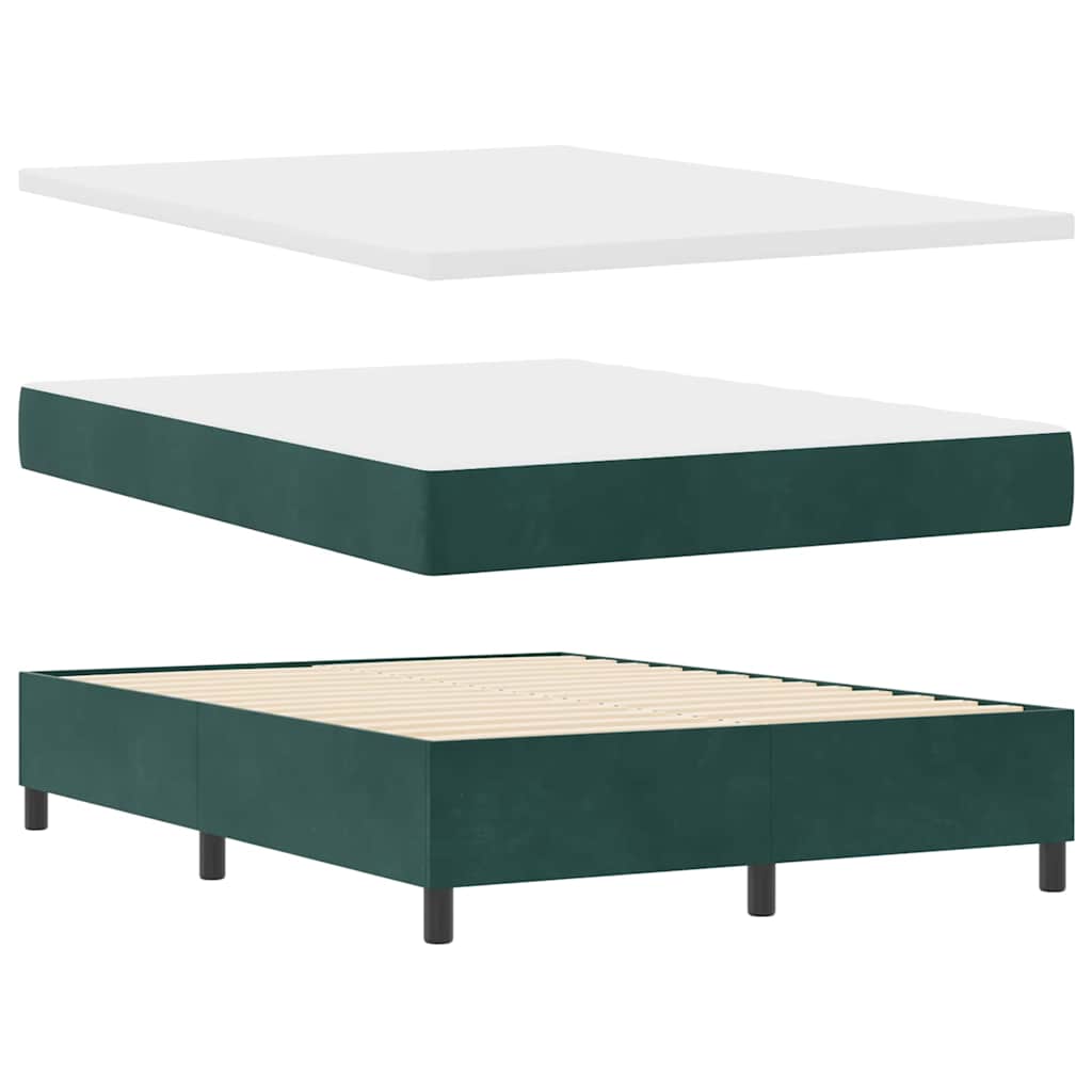 Box spring seng med hovedgærde Mørkegrøn 140 x 190 cm Fløjl
