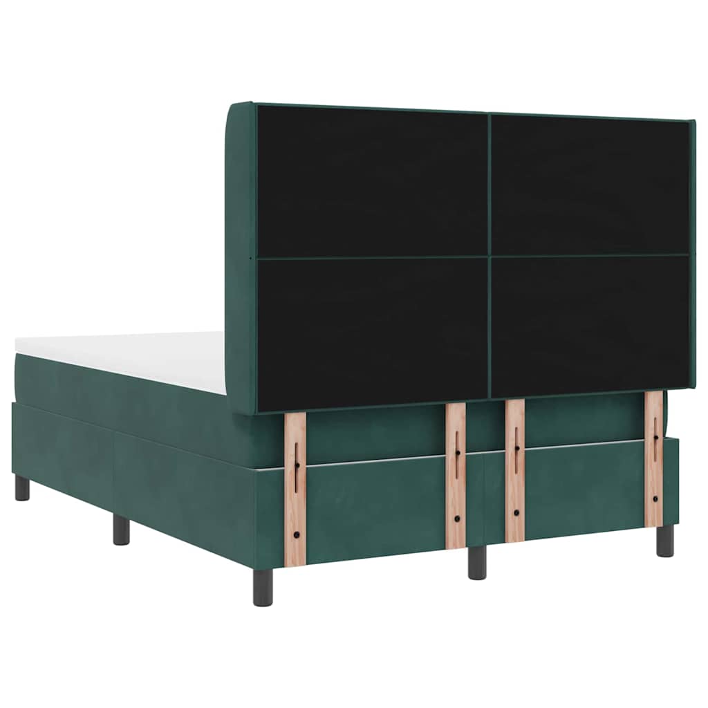 Box spring seng med hovedgærde Mørkegrøn 140 x 190 cm Fløjl