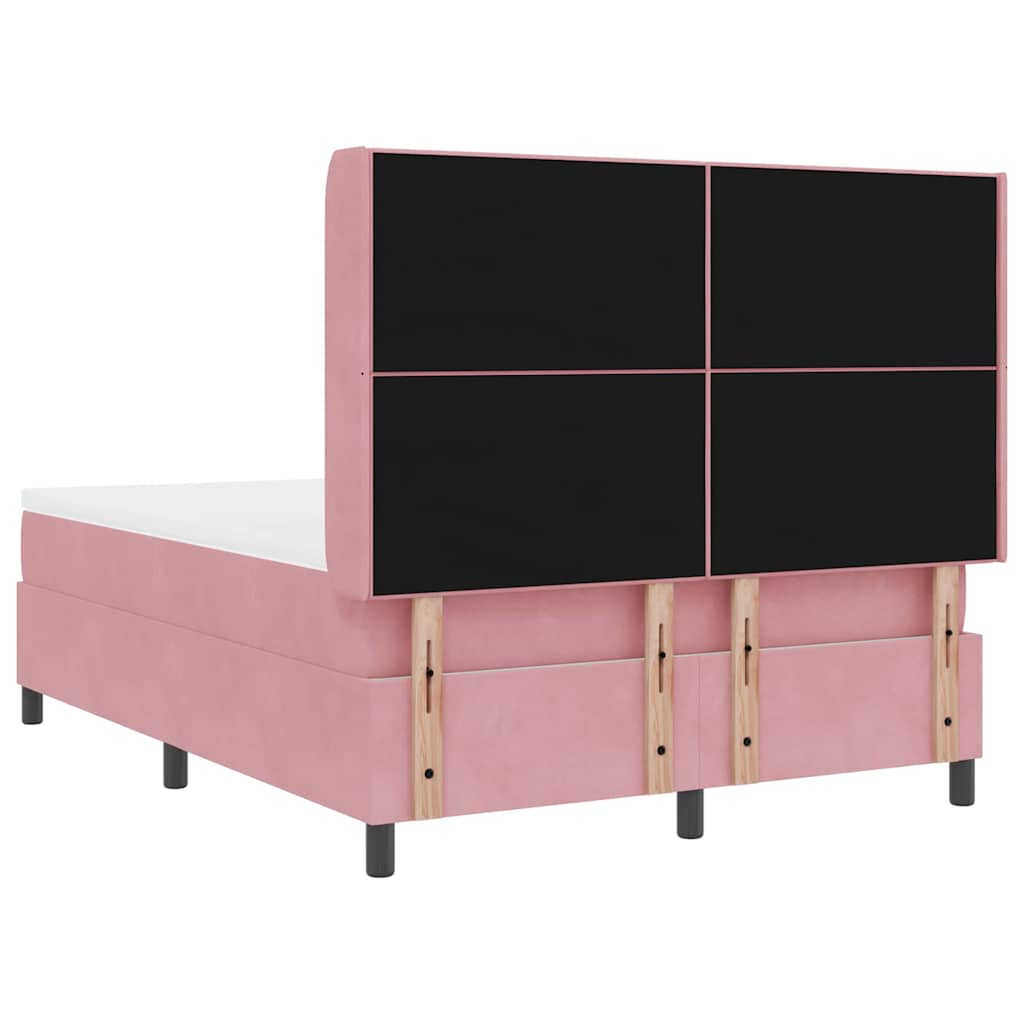 Box spring seng med hovedgærde Lyserød 140 x 190 cm Fløjl