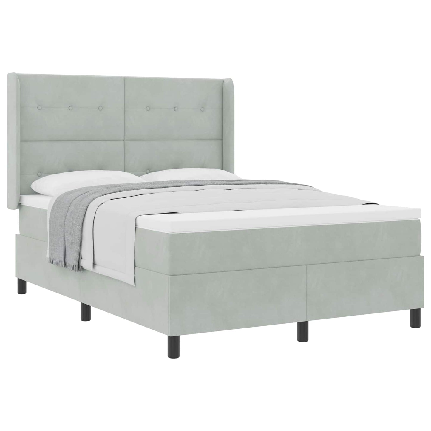 Box spring seng med hovedgærde Lysegrå 140 x 200 cm Fløjl