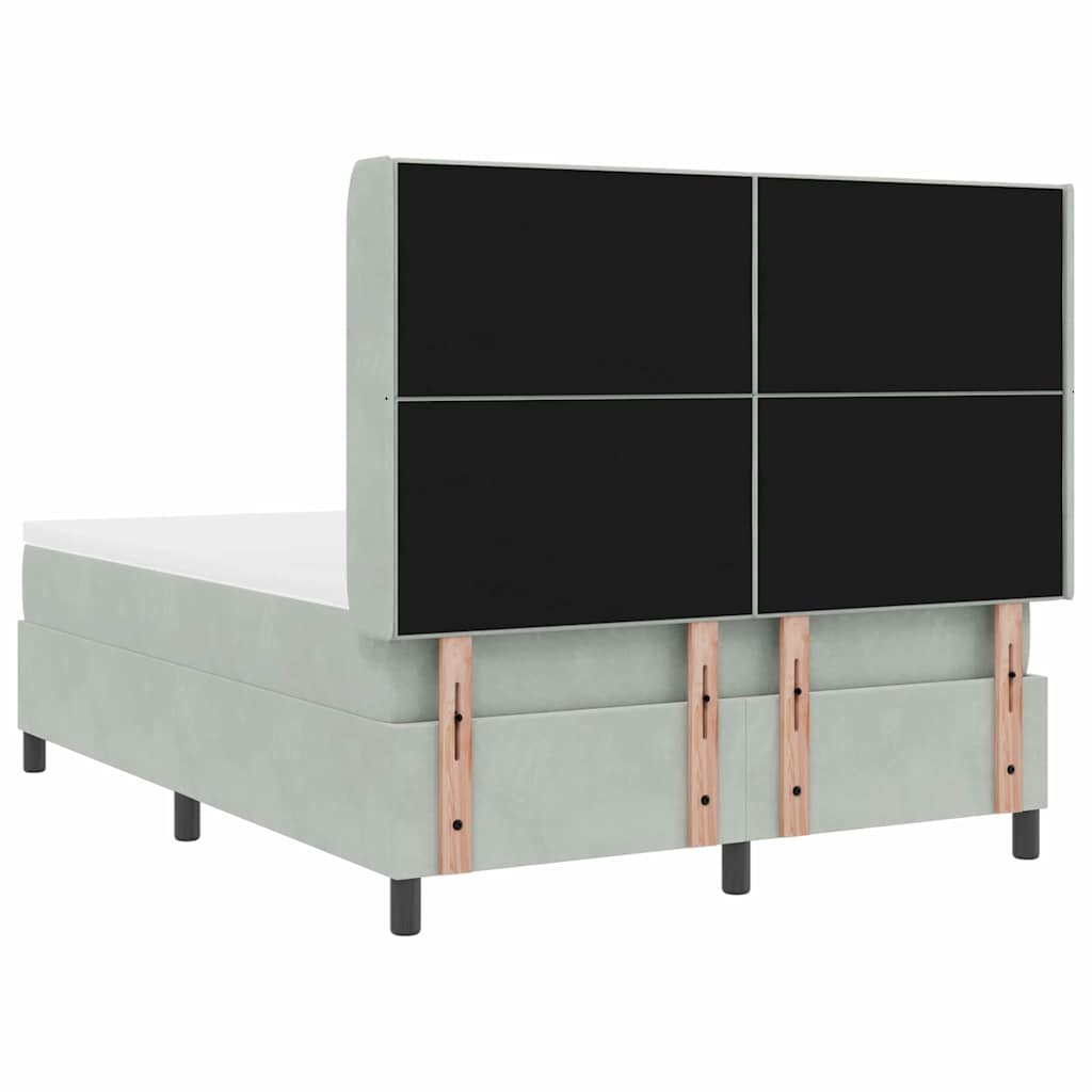 Box spring seng med hovedgærde Lysegrå 140 x 200 cm Fløjl