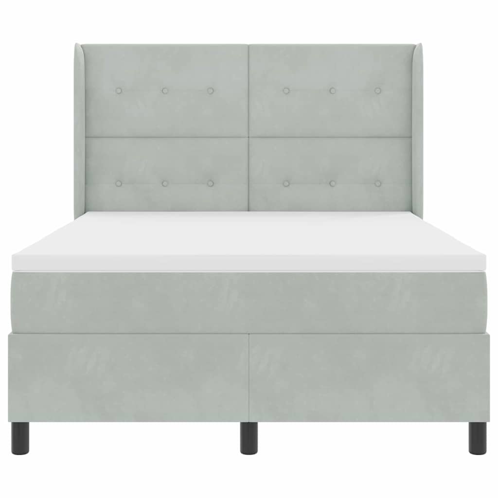Box spring seng med hovedgærde Lysegrå 140 x 200 cm Fløjl
