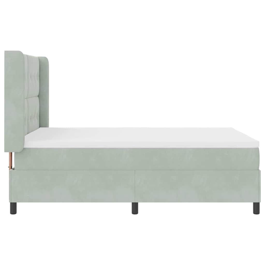 Box spring seng med hovedgærde Lysegrå 140 x 200 cm Fløjl