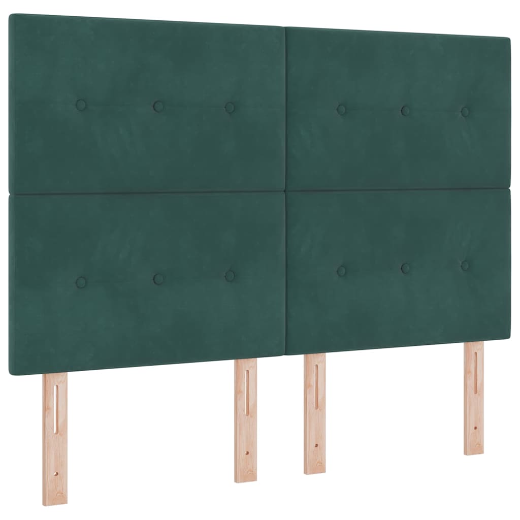 Box spring seng med hovedgærde Mørkegrøn 140 x 200 cm Fløjl