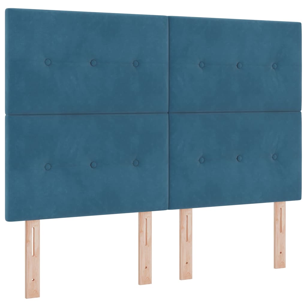 Box spring seng med hovedgærde Blå 140 x 200 cm Fløjl