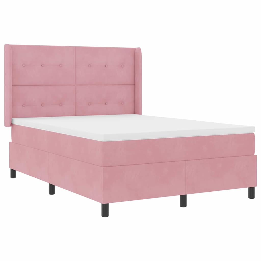 Box spring seng med hovedgærde Lyserød 140 x 200 cm Fløjl