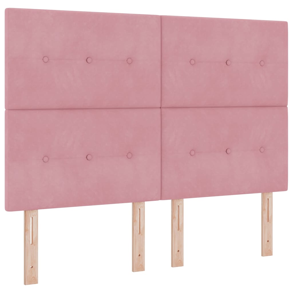 Box spring seng med hovedgærde Lyserød 140 x 200 cm Fløjl