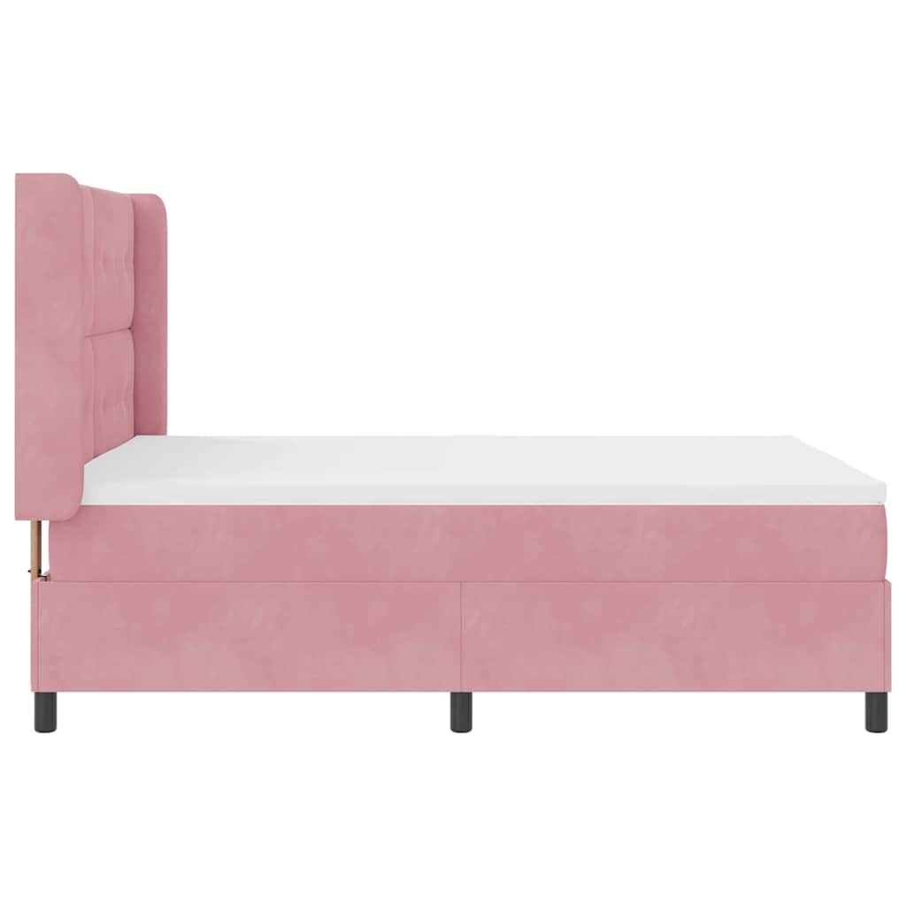 Box spring seng med hovedgærde Lyserød 140 x 200 cm Fløjl