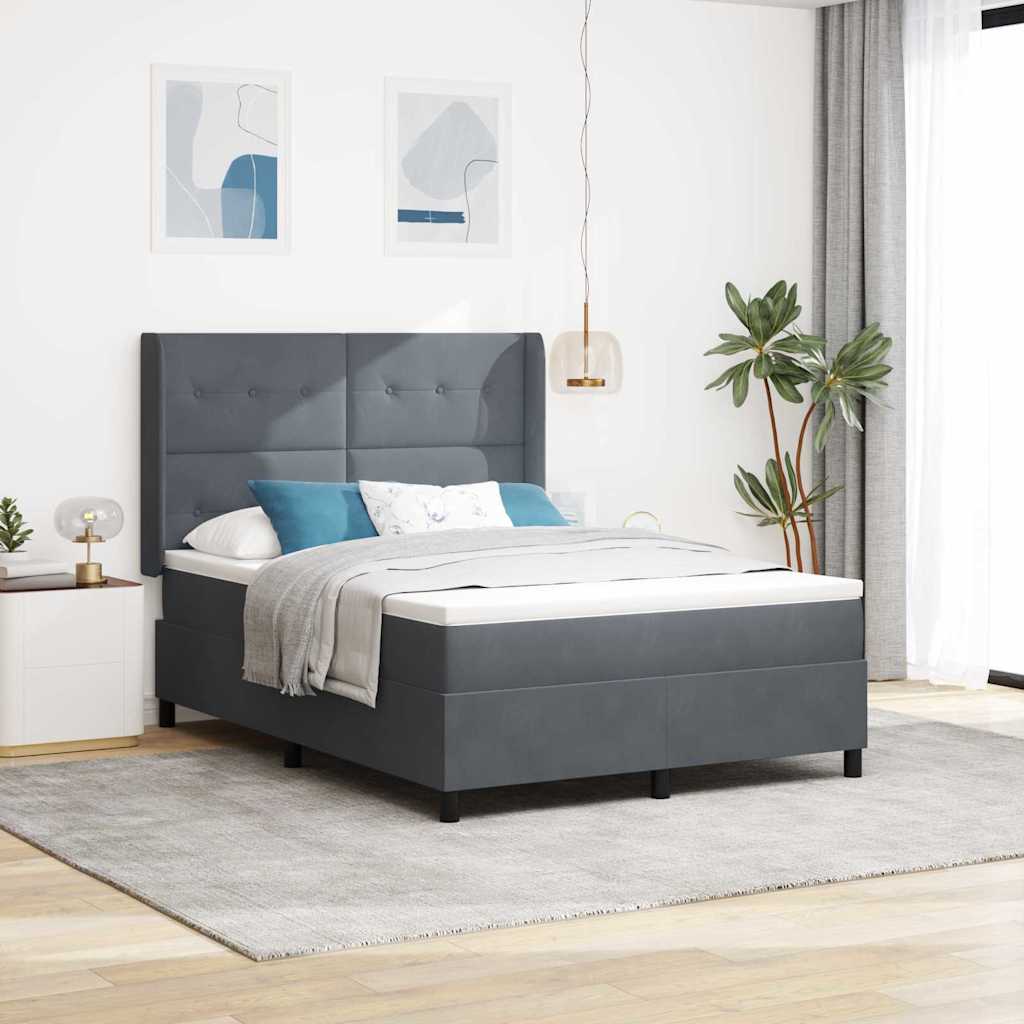Box spring seng med hovedgærde Mørkegrå 160 x 200 cm Fløjl