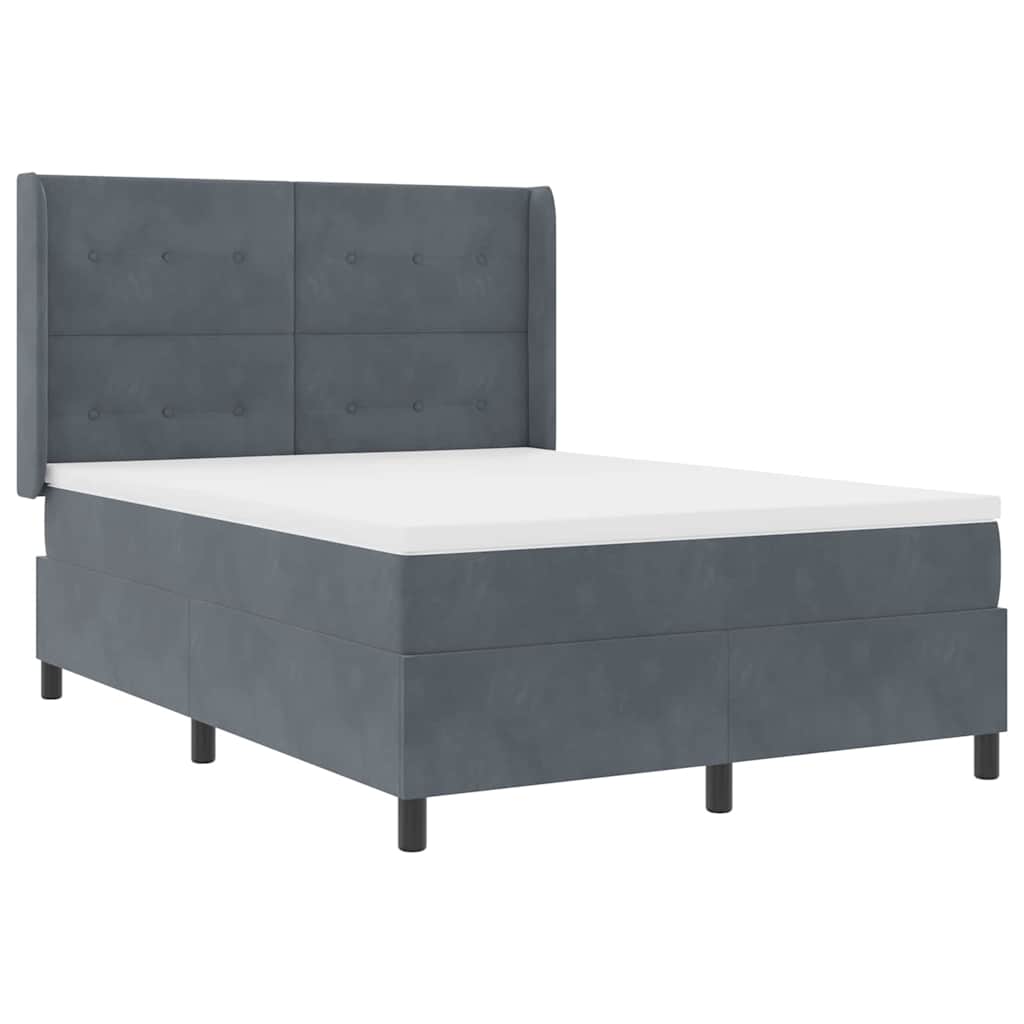 Box spring seng med hovedgærde Mørkegrå 160 x 200 cm Fløjl