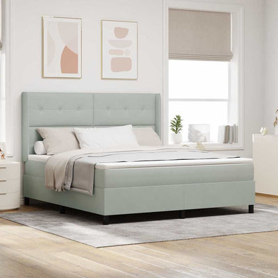 Box spring seng med hovedgærde Lysegrå 180 x 200 cm Fløjl