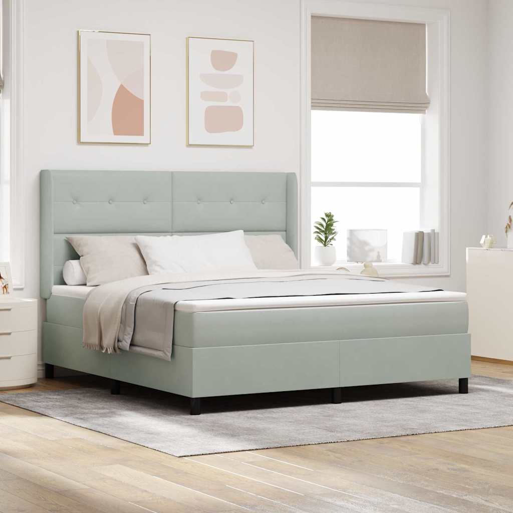 Box spring seng med hovedgærde Lysegrå 180 x 200 cm Fløjl