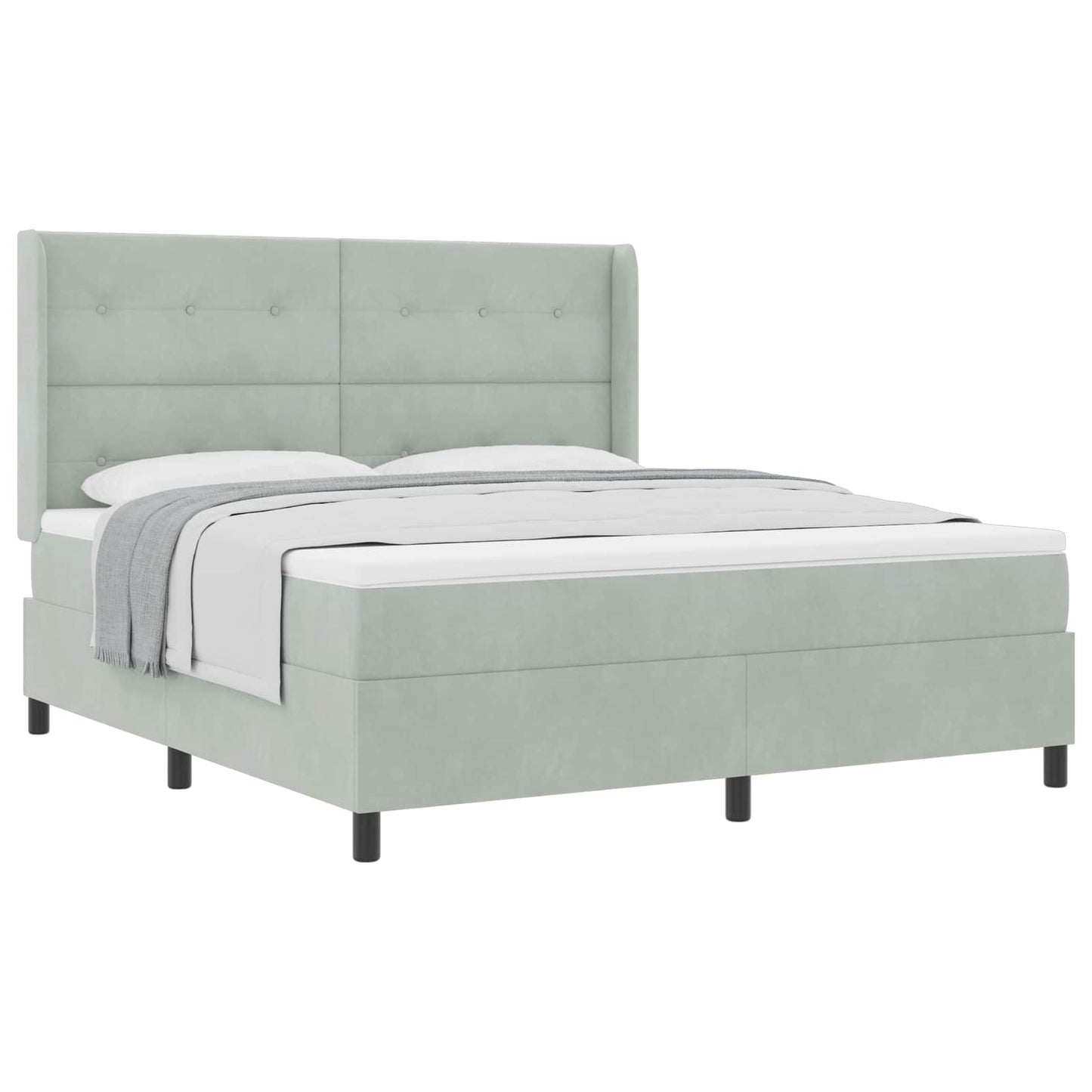 Box spring seng med hovedgærde Lysegrå 180 x 200 cm Fløjl