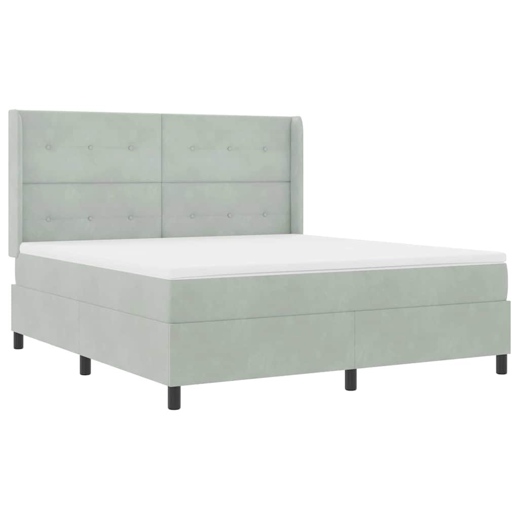 Box spring seng med hovedgærde Lysegrå 180 x 200 cm Fløjl