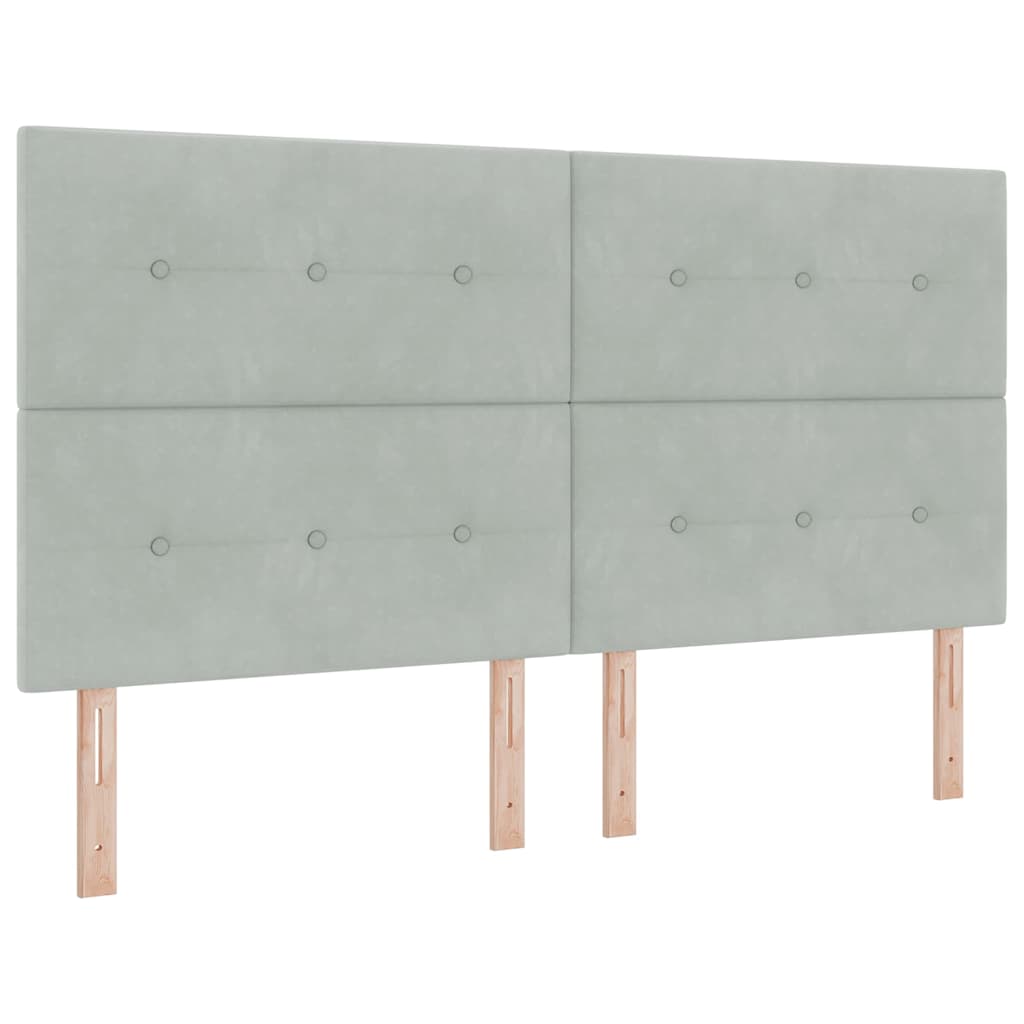 Box spring seng med hovedgærde Lysegrå 180 x 200 cm Fløjl