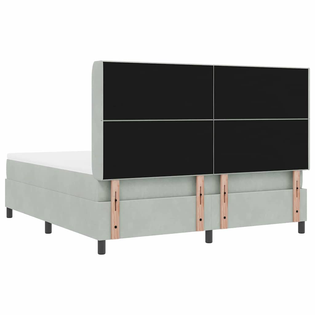 Box spring seng med hovedgærde Lysegrå 180 x 200 cm Fløjl