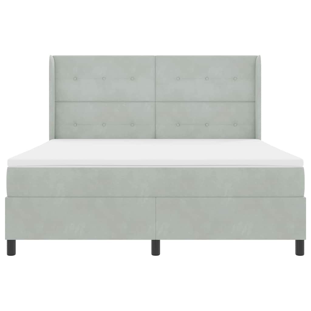 Box spring seng med hovedgærde Lysegrå 180 x 200 cm Fløjl