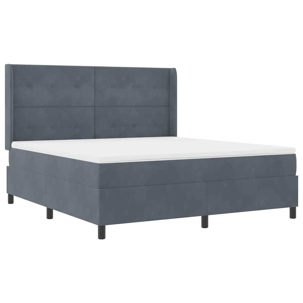Box spring seng med hovedgærde Mørkegrå 180 x 200 cm Fløjl