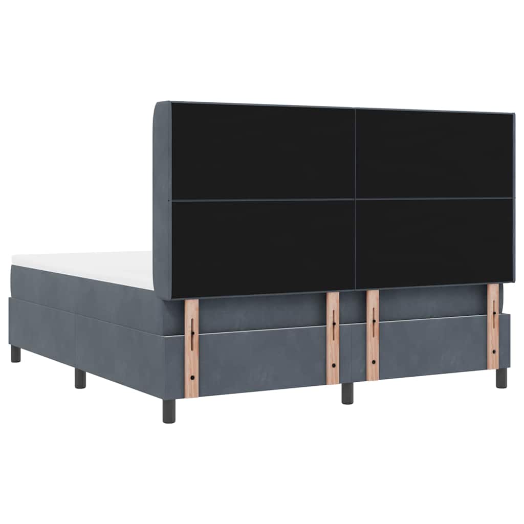 Box spring seng med hovedgærde Mørkegrå 180 x 200 cm Fløjl