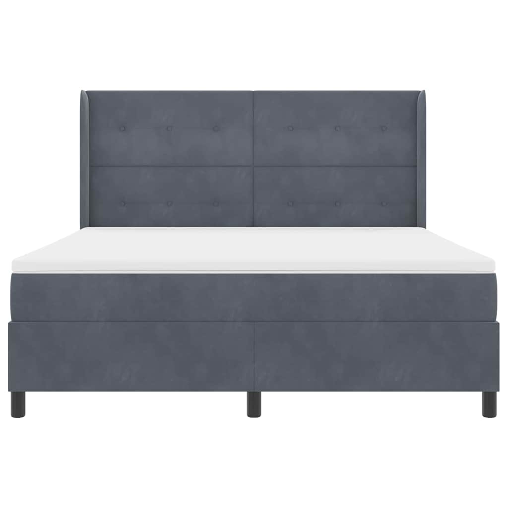 Box spring seng med hovedgærde Mørkegrå 180 x 200 cm Fløjl
