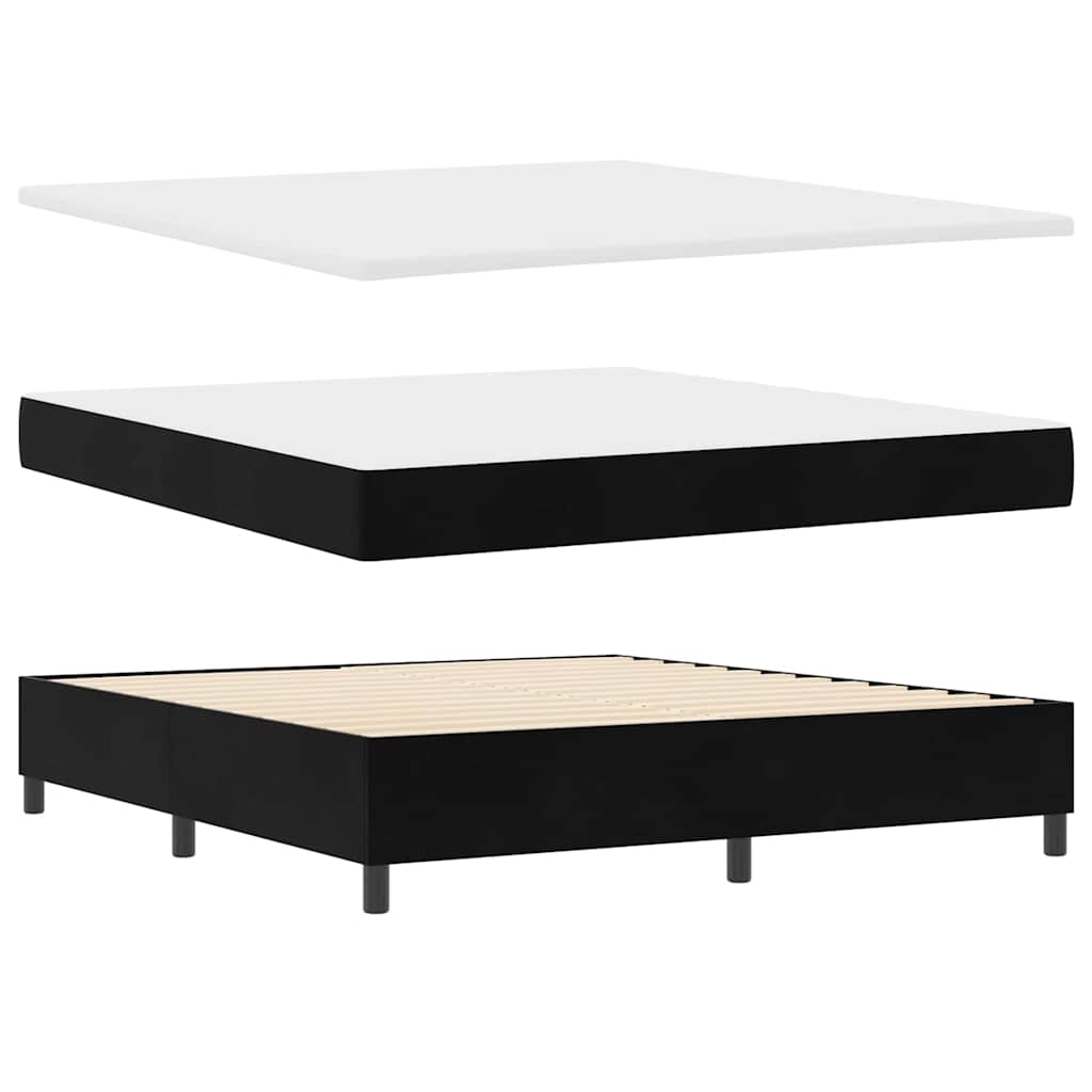 Box spring seng med hovedgærde Sort 180 x 200 cm Fløjl