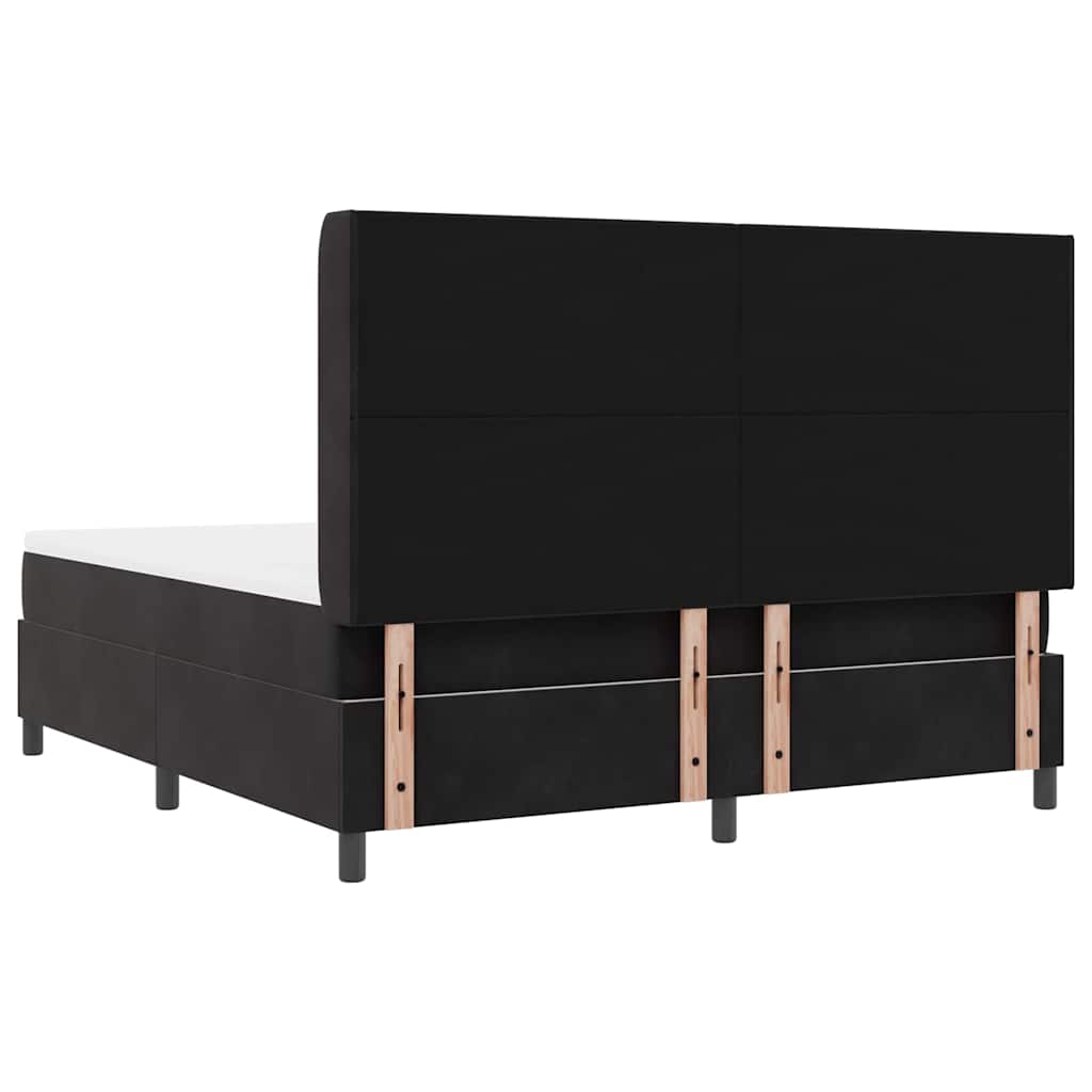 Box spring seng med hovedgærde Sort 180 x 200 cm Fløjl
