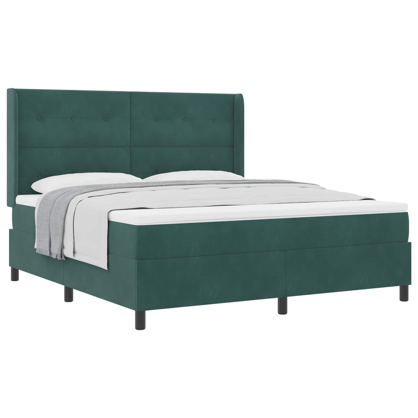 Box spring seng med hovedgærde Mørkegrøn 180 x 200 cm Fløjl