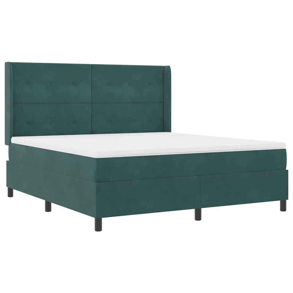 Box spring seng med hovedgærde Mørkegrøn 180 x 200 cm Fløjl