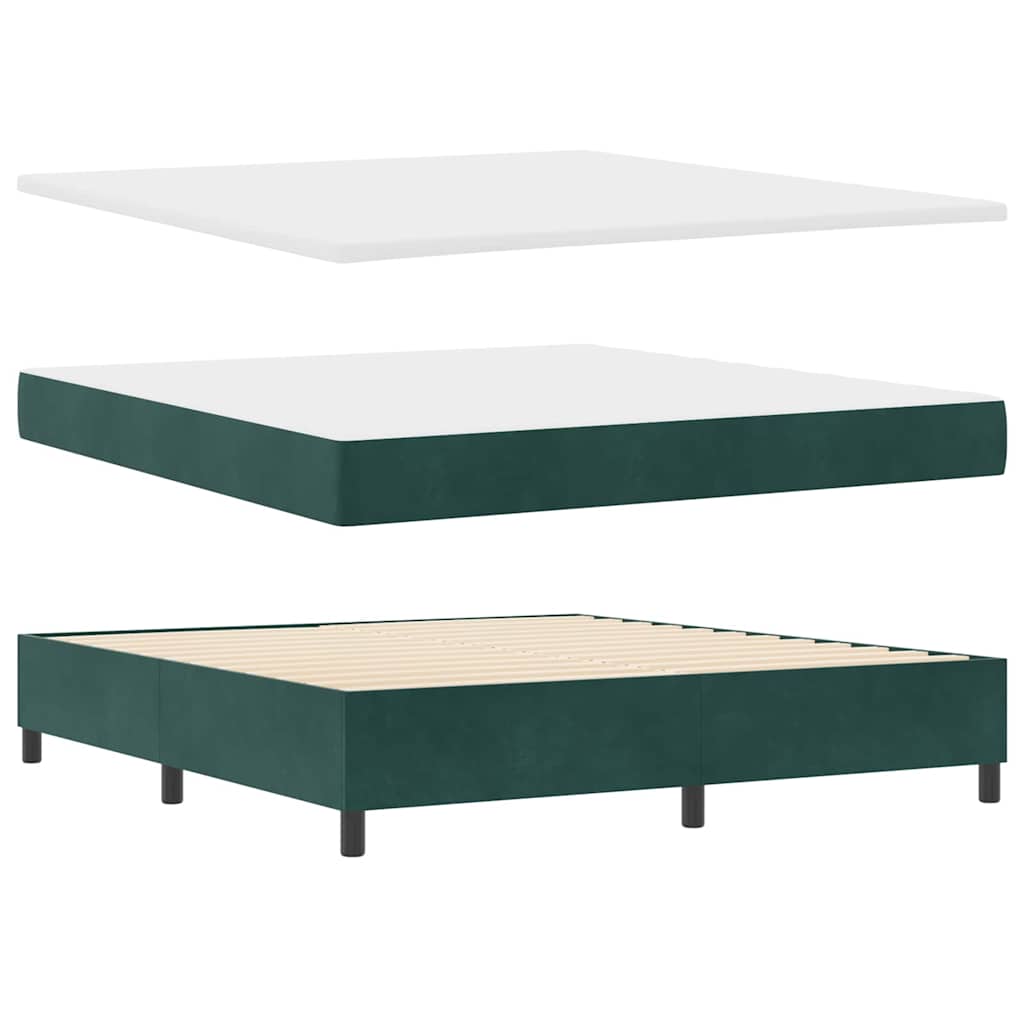 Box spring seng med hovedgærde Mørkegrøn 180 x 200 cm Fløjl