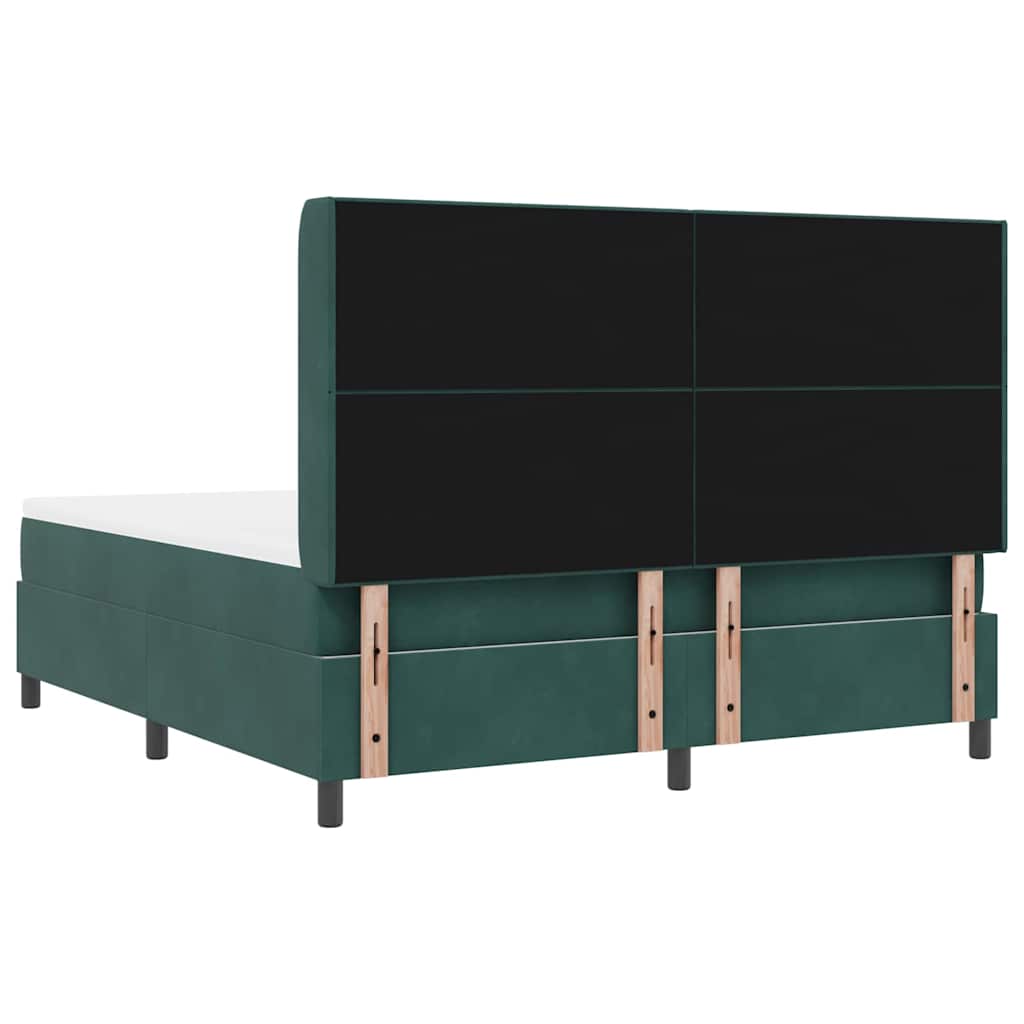 Box spring seng med hovedgærde Mørkegrøn 180 x 200 cm Fløjl