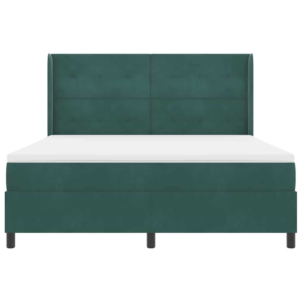 Box spring seng med hovedgærde Mørkegrøn 180 x 200 cm Fløjl