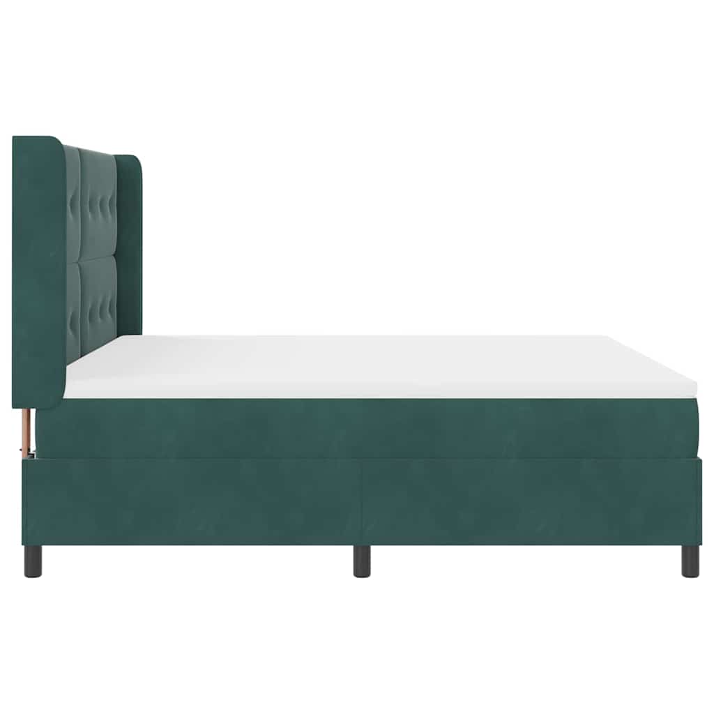 Box spring seng med hovedgærde Mørkegrøn 180 x 200 cm Fløjl